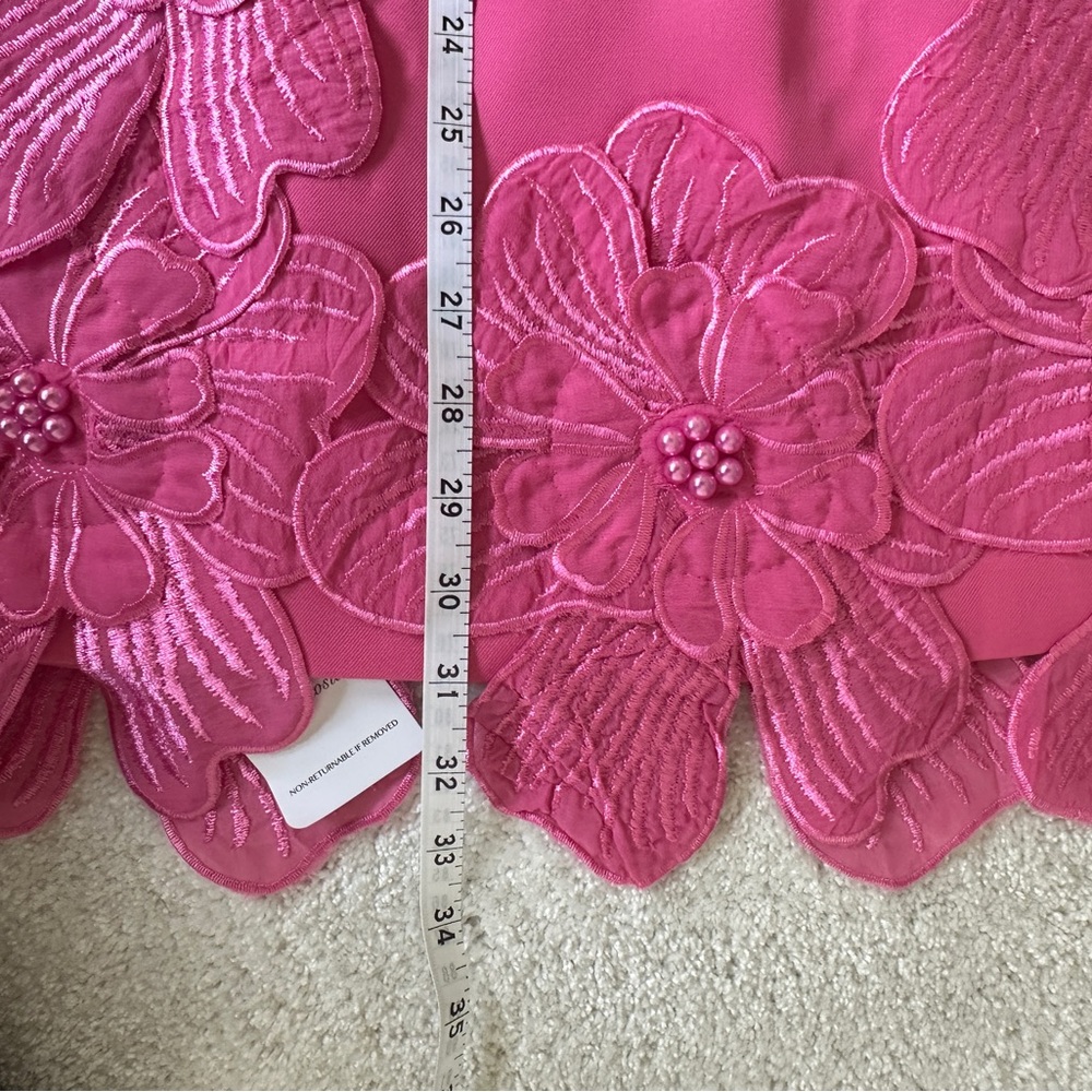 Fleurine Hot Pink Floral Appliqué Mini Dress - Picture 9 of 9